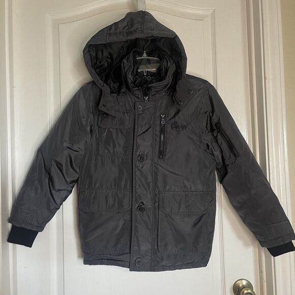 COOGI Kids Hooded Jacket Boys 8 Black Puffer Outdoor Double Zip Snow Ski Winter